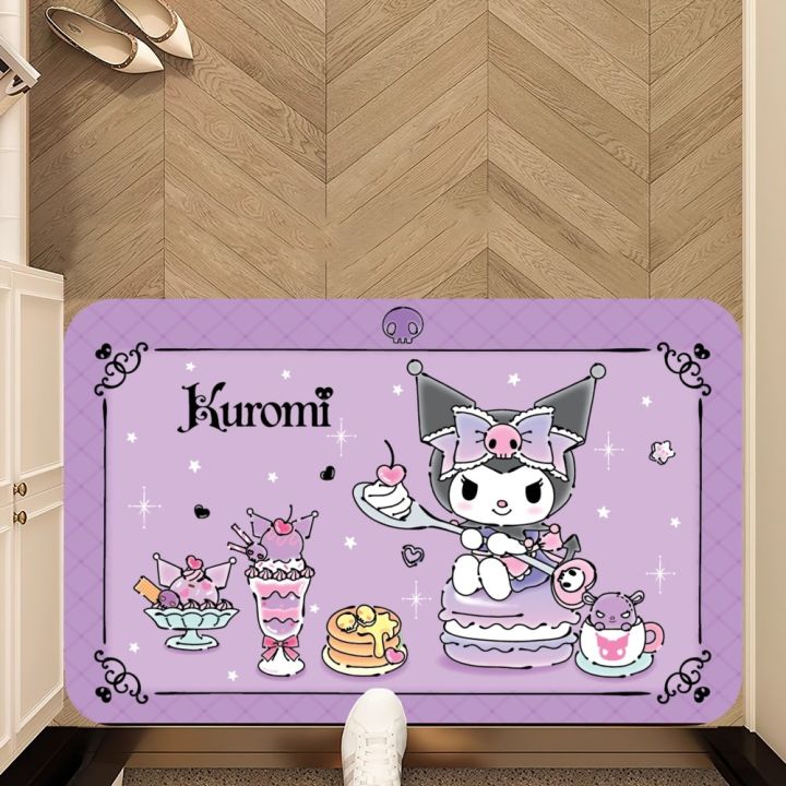 MINISO Sanrio Kuromi Floor Mat Floor Mat Bedroom Decoration Balcony Anti-Slip Doormat Living Room Rug