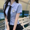 Style British Uniform Women's Short Skirt Korean School Uniform Two-Piece Set 2024 Summer Clothing JK College Thai Shirt New Style. 