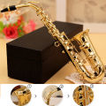 Mini Saxophone Model Musical Instrument Copper Brooch Miniature Desk Decor Display with box + bracket. 