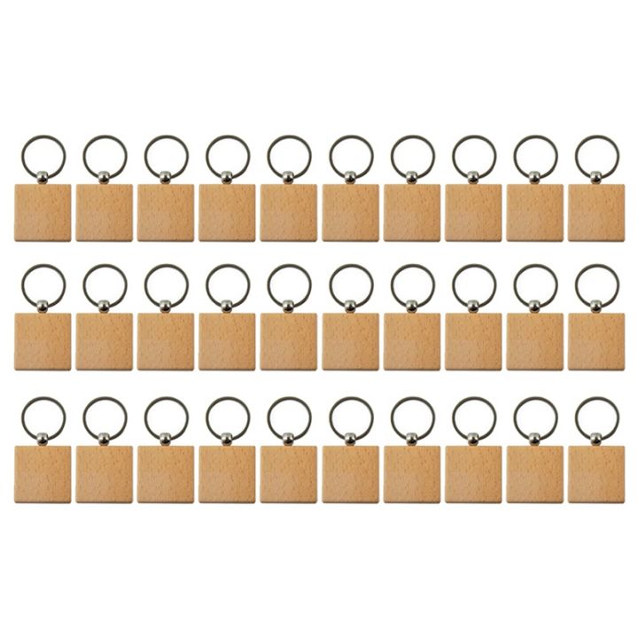OYPFXMI 30Pcs Blank Square -Shaped Wooden Keychain DIY Wood Keychains ...