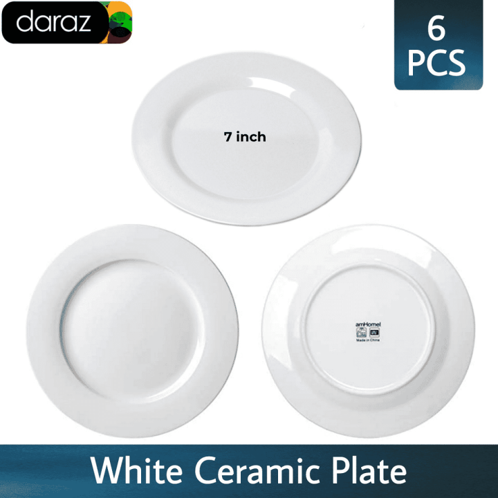 7 inch 6Pc's  Round White Coupe Rim Ceramic Porcelain Dinner Deep Soup Plates 7 inch 6 pieces set