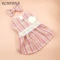 Cat Dress Floral Pet Dress with Bow Headdress Adorable Princess Dress for Dogs Cats Cute Pet Supplies. 
