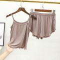 Spring and Summer Modal Camisole Women's Loose plus Size Pajamas Suit Thin Lace Shorts Vest Home Two-Piece Set. 
