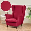 【Miga Plaza】Wing Chair Cover Stretch Spandex Armchair Covers Elastic Sofa Slipcovers With Seat Cushion Cover Footstool Covers. 