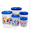 High Quality Plastic 5 Pieces Containers Set With Spoons. 