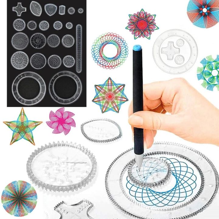 Classic Gear Spirograph Design Set Magic Geometric Ruler Stencils Kits ...