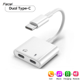 Facai For iPhone 3.5mm AUX Cable Adapter USB Type C To 3.5mm Jack Audio New Cable Headphone Connector 2 In 1 Audio Adapter Lighting Jack. 