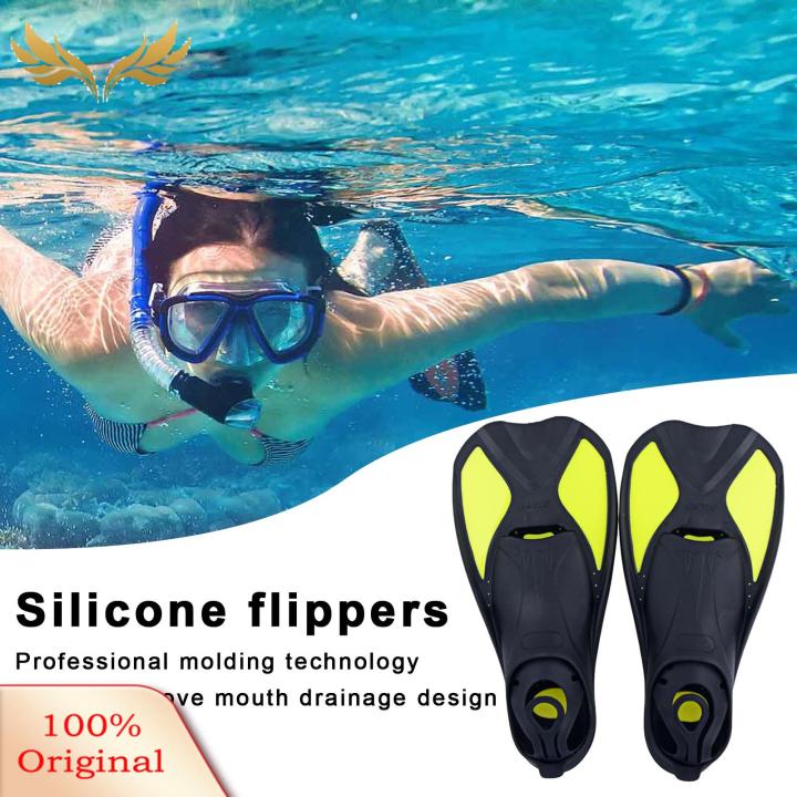 SuperRide Swimming Flipper Professional Diving Fins for Adults Short Blade Flippers for Swimming Snorkeling Leg Strength Training Unisex Drainage Swim Fins