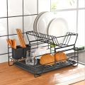 2 Layers Iron Tableware Organizer Kitchen Tools for Bowl Dishes Chopsticks Dish Drying Rack Drainer Storage Rack. 