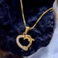 Gold plated Guaranteed Stylish 01mm box Chain Beautiful Design With Dolphin Harte Fixed Stone Pendant. 
