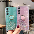 For Samsung Galaxy A24 Case Shiny Ring Glitter Soft Transparent Holder Stand Back Cover Casing for Samsung Galaxy A24 Phone Cases Cover Stars Moon Girls. 