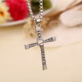 Fast and Furious Cross Necklace Rhinestones pendant Men's Chain Dominic Toretto Stainless Steel Choker Jewelry Accesories Gift. 