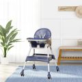 Foldable Baby High Chair, Infant Chair with 4 Silent Wheel, Lightweight Multifunctional Toddlers Dining Chair for Feeding, Blue with Cushion | INeedz HC401. 