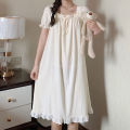 Vintage Kawaii Nightgowns Cotton Women's Sleepwear Lace Ruffle Collar Peignoirs Lounge Wear Victorian Night Dress Ladies Nightie. 