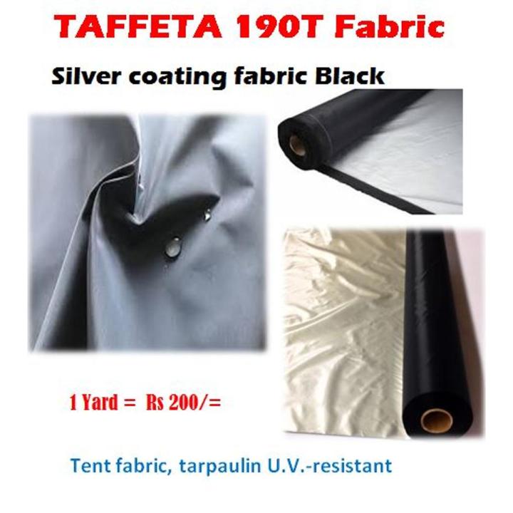 Taffeta fabric for tent, tarpaulin tafata fabric black - silver coating