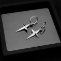 N ES 316L stainless steelstainless steel earrings ear clip four-pointed star pendant jewelry personality round line earrings. 