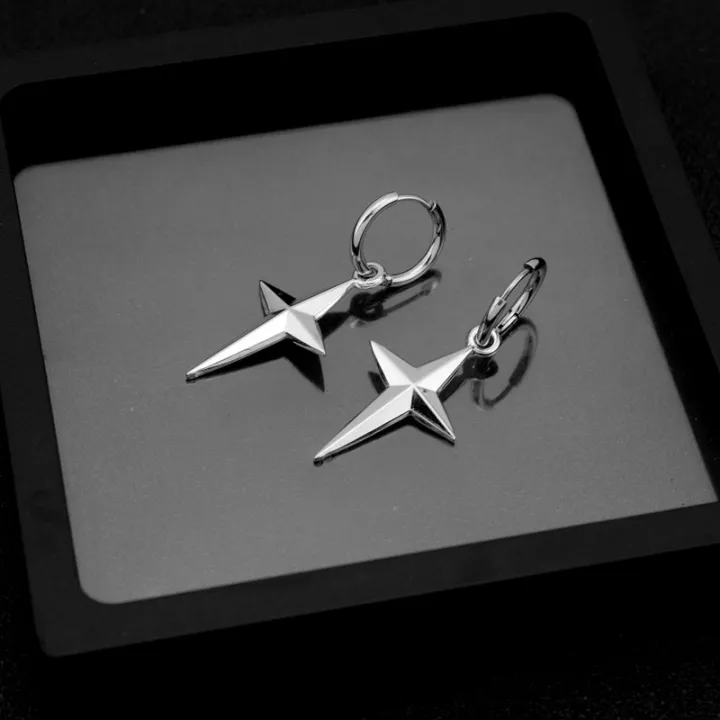 N%20ES%20316L%20stainless%20steelstainless%20steel%20earrings%20ear%20clip%20four-pointed%20star%20pendant%20jewelry%20personality%20round%20line%20earrings%20-%20Image%202