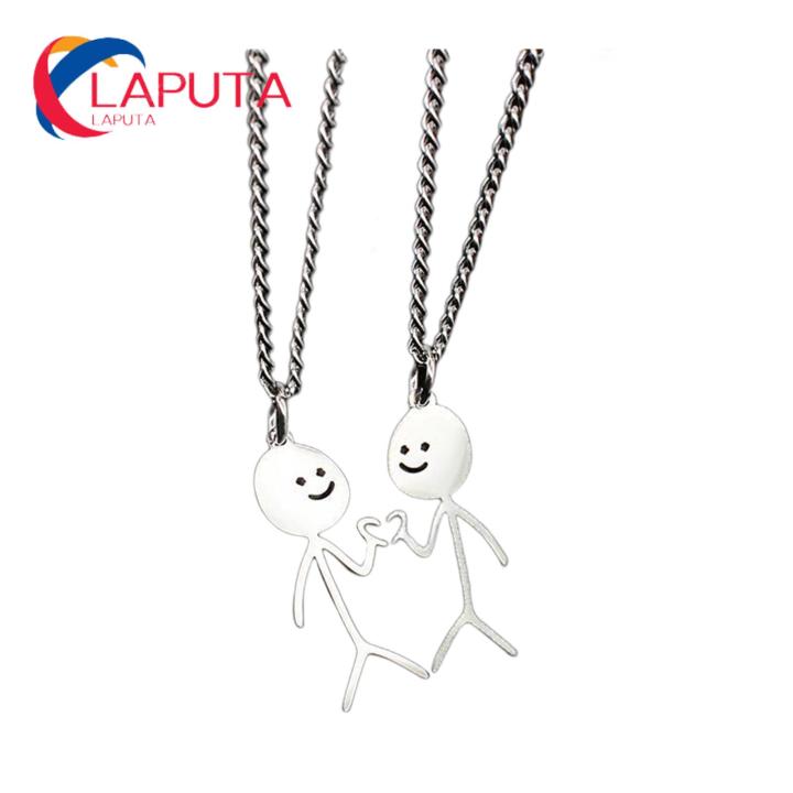 Couple Necklaces 2 Pcs Couple Matching Necklaces Love Heart Gesture Best Friends Gift Unisex Pendant Necklace Alloy Necklace