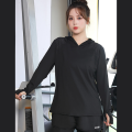 LeiyanPortable 🇲🇾READY STOCK KL Plus Size Cap Hoodie Lady Women Running Yoga Fitness Cool Ice Milk Silk Hiking Top Travel Gym Sportwear Long Sleeve Shirt. 