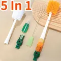 Water Bottle Cleaner Brush Silicone Detachable Scrubber Long Handle Narrow Milk Kettle Wineglass 5 In 1 Cleaner Kitchen Tool. 