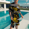 Summer New Fashion 2 Piece Activewear Men Oversized Clothes Vintage Beach Style 3D Print T Shirts Men Suits T Shirt Shorts. 