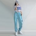 Jazz Dance Costume Women's Summer Korean StylejazzHigh Waist Top Hip Hop Loose Street Dance Pants Dancing Suit. 