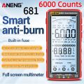 ANENG 681 Smart Digital Multimeter 6000 Counts Non-contact Voltage Tester AC/DC Voltmeter Ammeter Touch Screen Current Tester. 