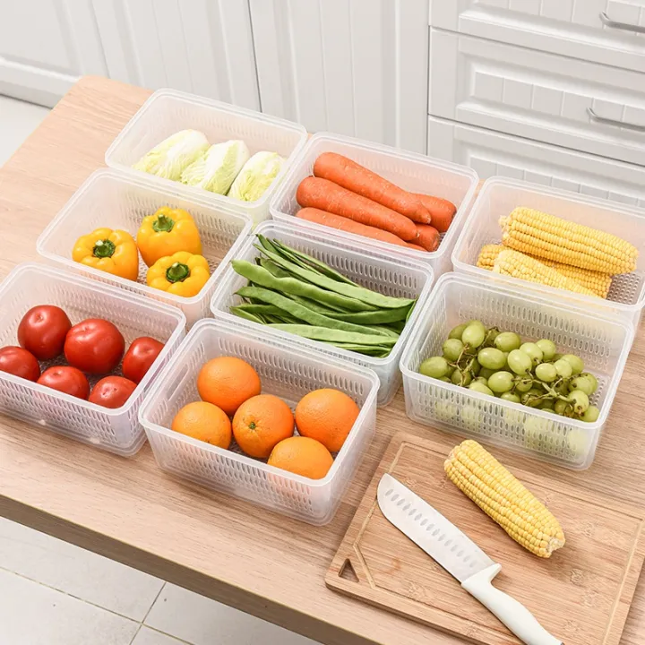 Kitchen%20Plastic%20Double%20Drain%20Basket%20with%20Lid/Household%20Refrigerator%20Rectangular%20Storage%20Boxs/Fruit%20Vegetable%20Cleaning%20Strainers%20Kitchen%20Tools%20-%20Image%203