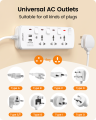 Lencent Extension Lead with USB Slots, 4 Way Universal Socket Outlets Power Strips with 4 USB (4.5A) Plug Extension with 2-Meter Extension Cord Cable for Home Office, with Individual Switches. 