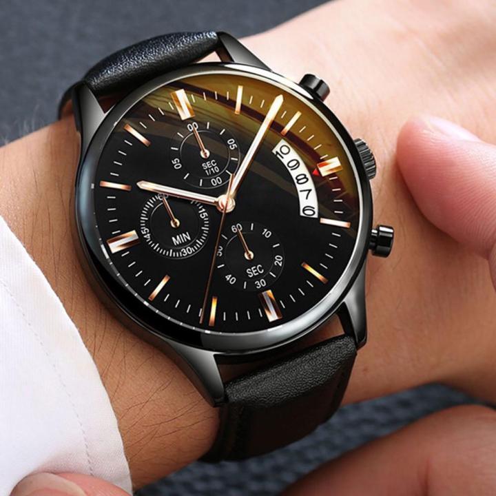 Men's Watches -Luxury Men Business Quartz WristWatch- Leather Bracelet Watch Sports Casual Male Luminous Clock