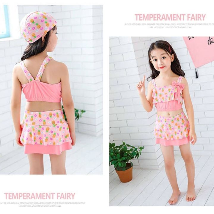 Five-Piece Primary School Student Swimsuit Children Girl Swimwear Girls Middle and Big Children Girls Kindergarten Split Swimsuit