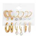 Elegant Female Pearl Earrings Set Zircon Pearl Earings Women Party Accessories 9 Pairs/Set. 