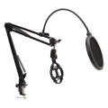 Mic Arm Stand Black Professional Microphone Suspension Arm Stand Ergonomic for Studio Recording. 