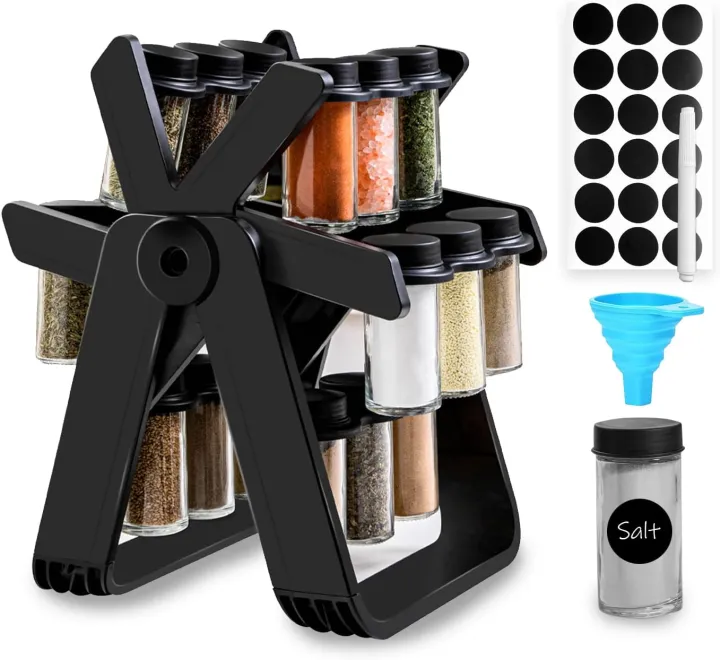 Home spice rack organizer, spice organizer with 18 Spice large glass ...