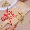 Birthday Cake Dessert Placard  Merry Christmas Cake Plug-In  Gold Silver Redxmas Merry Christmas Tree Pattern Decoration  Household Baking Accessories. 