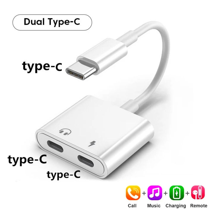 2-In-1 Type C To 3.5mm Headphone Jack OTG Adapter For iPhone 15 Pro Max Samsung Xiaomi USB C Connector Fast Charging Aux Cable