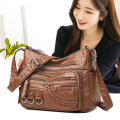 6 Colors Washed Soft Leather Ladies Crossbody Bag  And Flat Texture Pu Leather Spring Crossbody Bags Mom'S Shoulder Bag for Ipad Sunglasses Rechargeable   Wallet Cosmetics. 