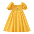 Kid Girl Smocked Yellow Short-sleeve Dress. 