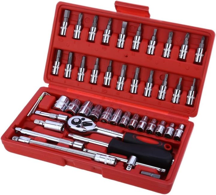 New%2046pcs%201/4-Inch%20Socket%20Set%20Car%20Repair%20Tool%20Ratchet%20Torque%20Wrench%20Combo%20Tools%20Kit%20Auto%20Repairing%20TBS%20-%20Image%203