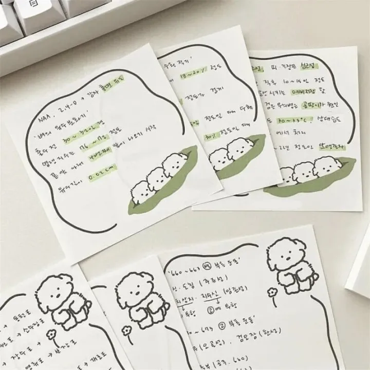 50 Sheets Cartoon Cute Dog Memo Pad Kawaii Black White Brief Strokes ...