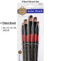 Keep Smiling Artist Paint Brush Pinsel Set 5 Pieces (Round/Angle/Flat/Filbert) Black. 