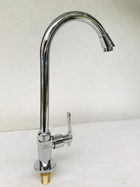 Venus Sink Tap - Venus Design 360 Degree Long Neck Cold Water Single Hole Deck Mounted Chrome Zinc Kitchen Sink Taps
