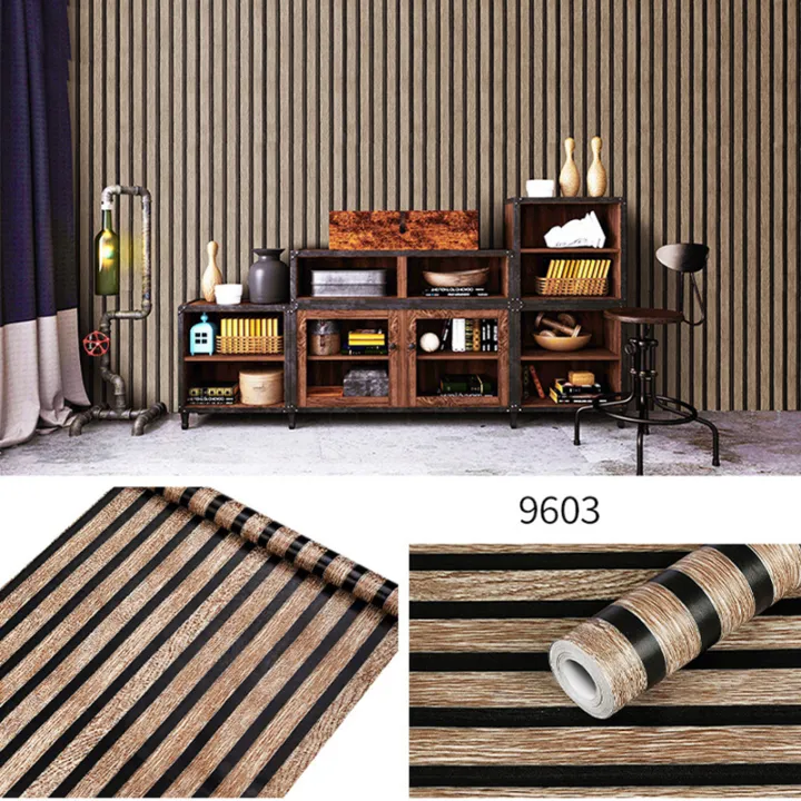 Self%20Adhesive%20Waterproof%20WallcoveringLiving%20Room%20Wall%20Decor%203D%20Wood%20Stripes%20Waterproof%20Wall%20Sticker%20Continuous%20Retro%20Wallpaper%20-%20Image%202