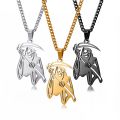 【ALLGOOD】 Arrival Titanium Steel Grim Reaper Death God Skull Sickle Necklace Punk Personality Retro For Men Halloween Gift Jewelry. 