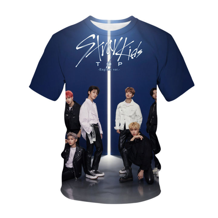 T-shirts 3D print Korea band Stray Kids streetwear Boys Girls Fashion summer round neck oversized tshirt kids tees tops clothing