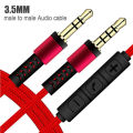 Audio Cable 3.5mm To Jack 3.5mm Speaker Line 1.2m Aux Cable Male To Male With Mic To Volume Control For Headphone. 