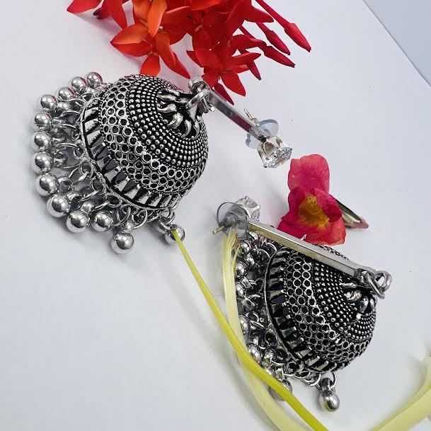 Black%20silver%20radiational%20Long%20Indian%20Jhumka%20Jhumki%20oxidized%20Dangle%20Earrings%20With%20Pearl%20For%20Women%20and%20girl%20-%20Image%207