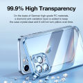 【Non-Yellowing】Sanptoch HD Clear Phone Case For iPhone 12 / 13 / 14 Pro Max Built-in Glass Camera Lens Protector PC Plating Hard Cover Original Slim Casing. 