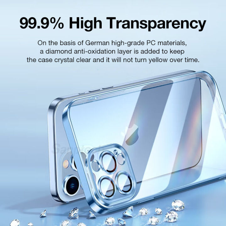 %E3%80%90Non-Yellowing%E3%80%91Sanptoch%20HD%20Clear%20Phone%20Case%20For%20iPhone%2012%20/%2013%20/%2014%20Pro%20Max%20Built-in%20Glass%20Camera%20Lens%20Protector%20PC%20Plating%20Hard%20Cover%20Original%20Slim%20Casing%20-%20Image%202