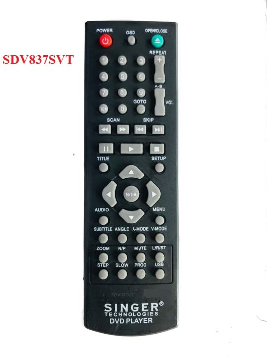 Singer DVD SDV 837SVT Remote Controller